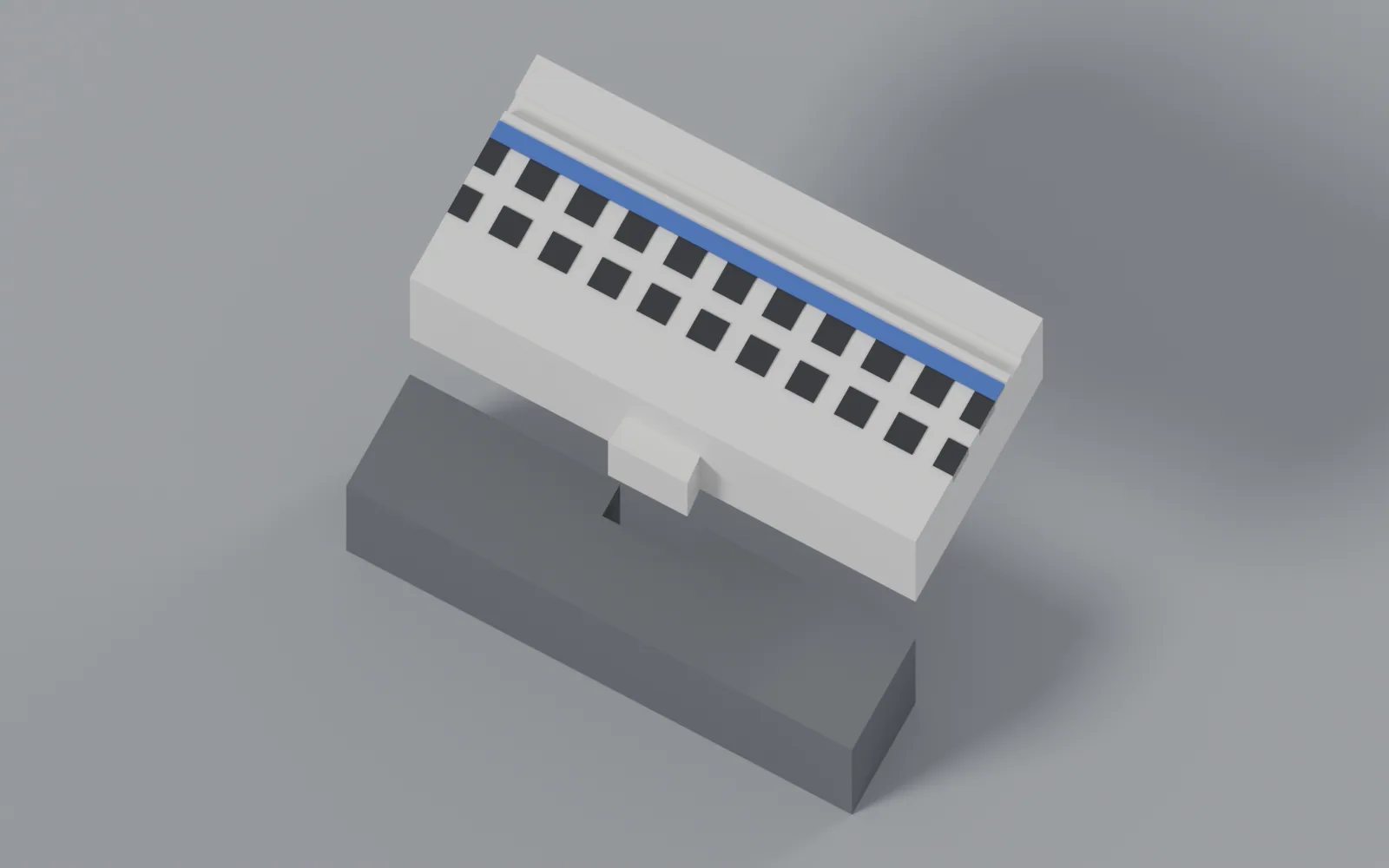 The board's tab hanging above the open pocket cut into the rail