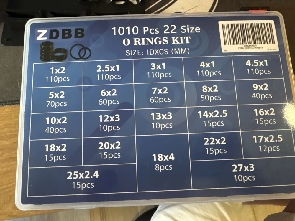O-ring kit lid listing sizes